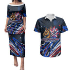 Australian National Flag Day Couples Matching Puletasi and Hawaiian Shirt Kangaroo Mascot and Country Map