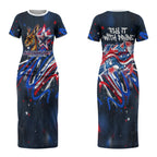 Australian National Flag Day Couples Matching Short Sleeve Bodycon Dress and Long Sleeve Button Shirt Kangaroo Mascot and Country Map