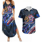Australian National Flag Day Couples Matching Summer Maxi Dress and Hawaiian Shirt Kangaroo Mascot and Country Map