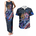 Australian National Flag Day Couples Matching Tank Maxi Dress and Hawaiian Shirt Kangaroo Mascot and Country Map