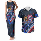 Australian National Flag Day Couples Matching Tank Maxi Dress and Hawaiian Shirt Kangaroo Mascot and Country Map