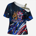 Australian National Flag Day Cross Shoulder Shirt Kangaroo Mascot and Country Map