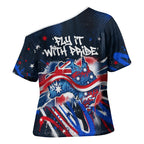 Australian National Flag Day Cross Shoulder Shirt Kangaroo Mascot and Country Map