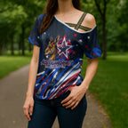 Australian National Flag Day Cross Shoulder Shirt Kangaroo Mascot and Country Map