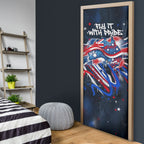 Australian National Flag Day Door Cover Kangaroo Mascot and Country Map