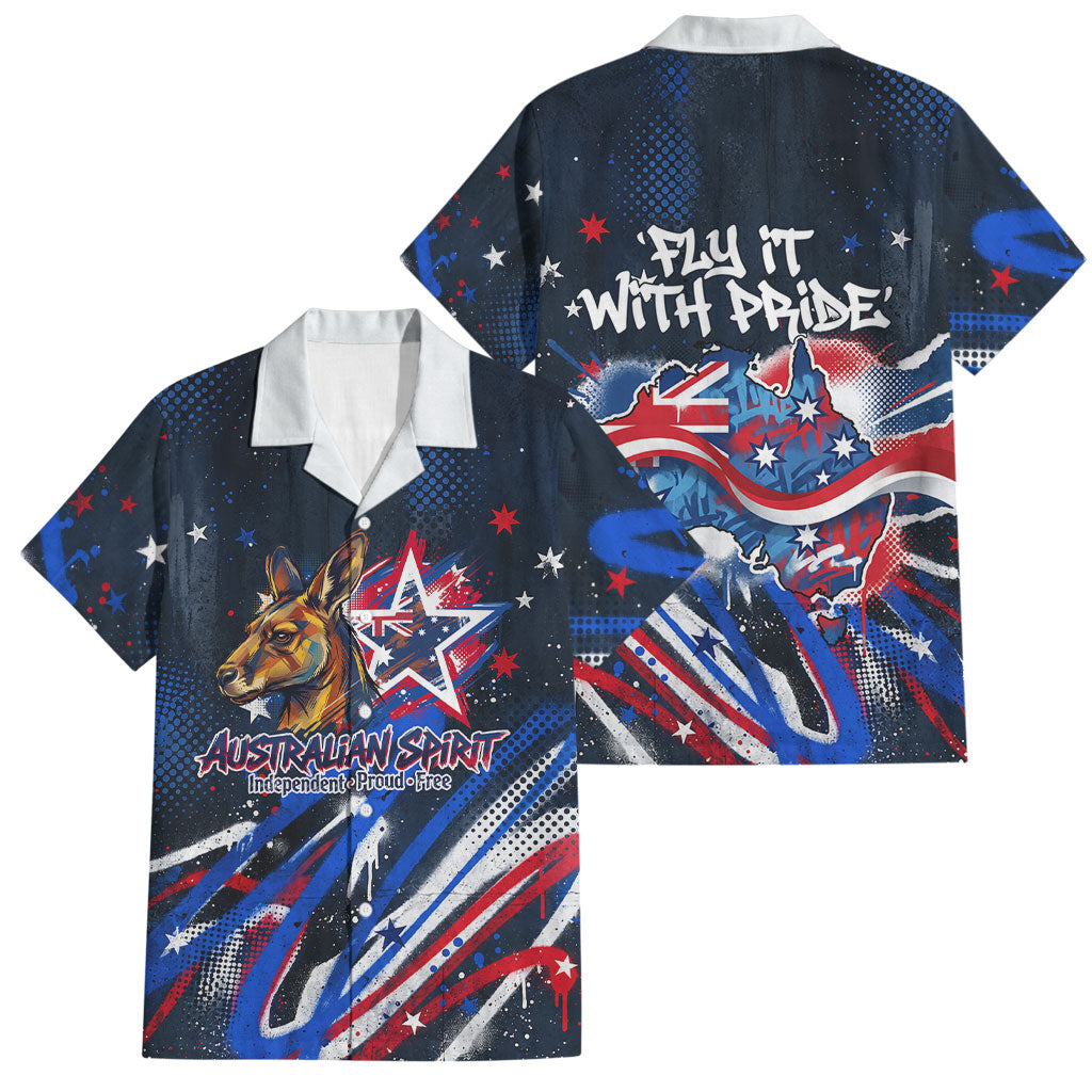 Australian National Flag Day Family Matching Off The Shoulder Long Sleeve Dress and Hawaiian Shirt Kangaroo Mascot and Country Map