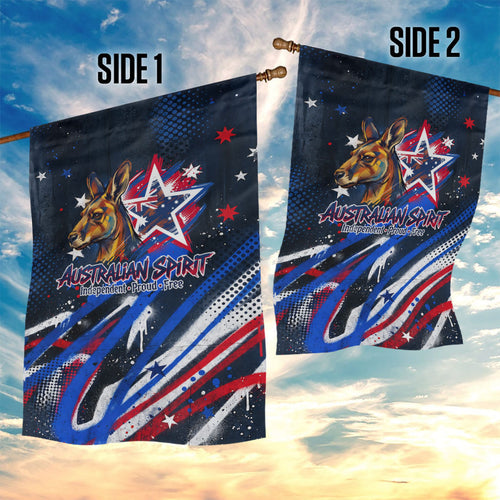 Australian National Flag Day Garden Flag Kangaroo Mascot and Country Map