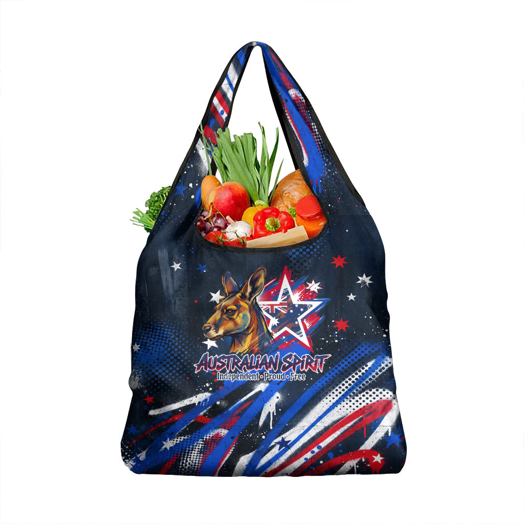 Australian National Flag Day Grocery Bag Kangaroo Mascot and Country Map