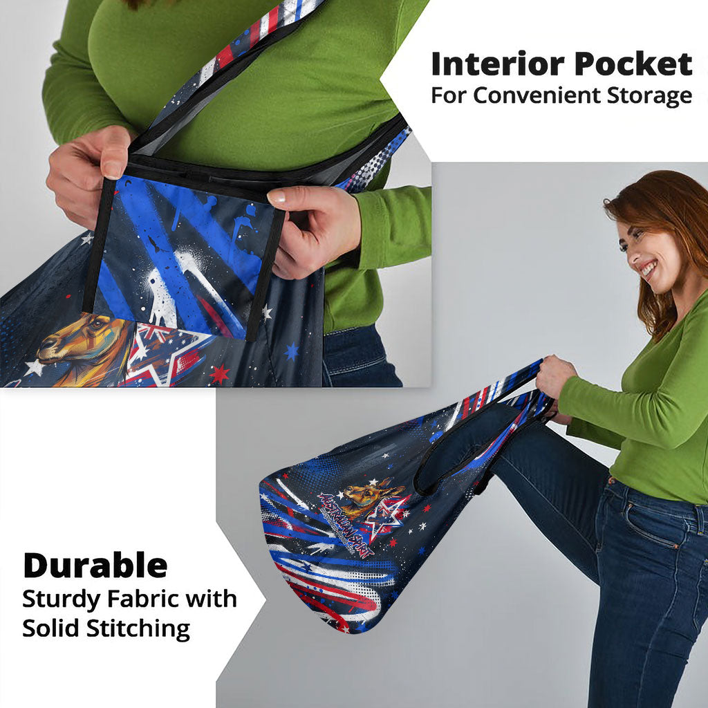 Australian National Flag Day Grocery Bag Kangaroo Mascot and Country Map