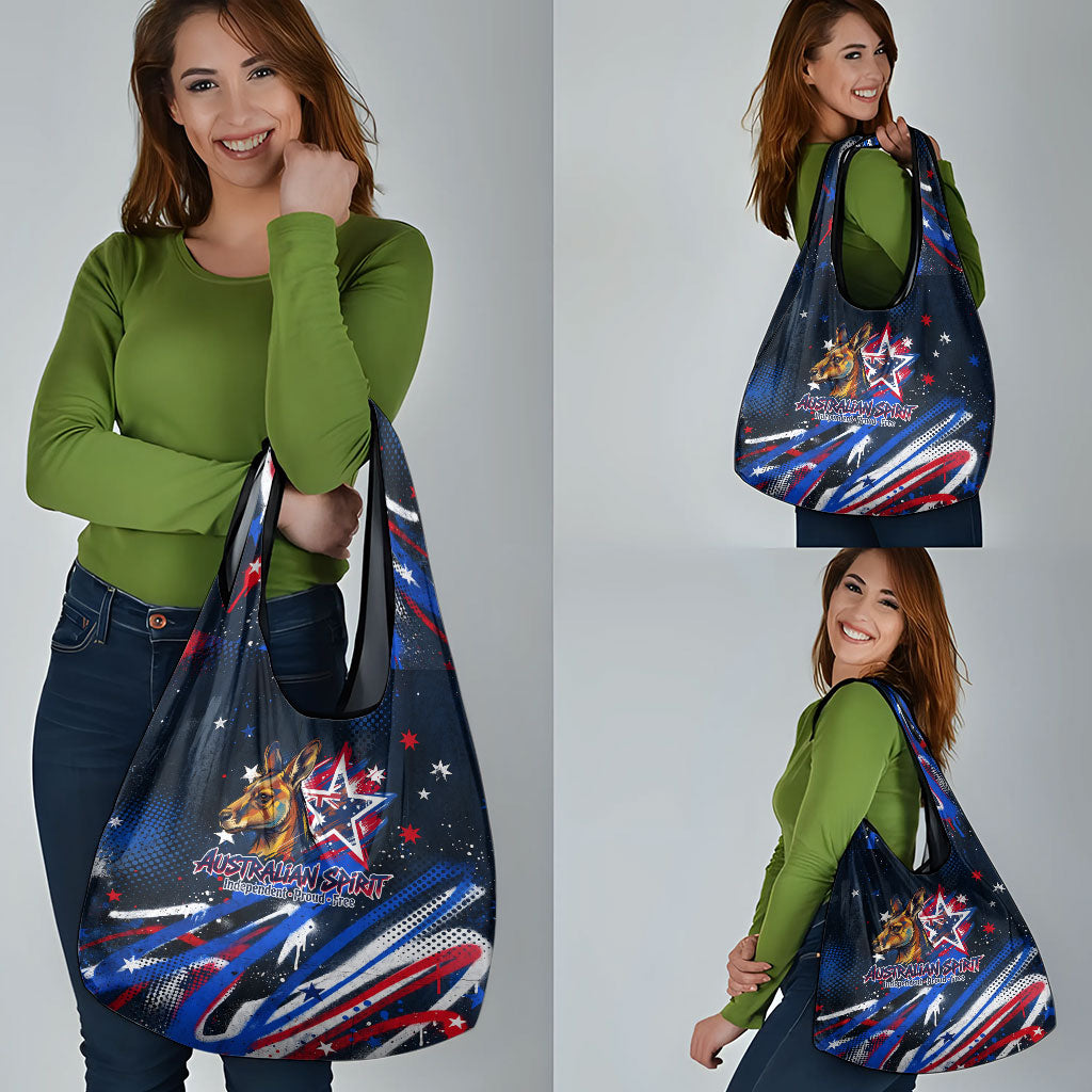 Australian National Flag Day Grocery Bag Kangaroo Mascot and Country Map