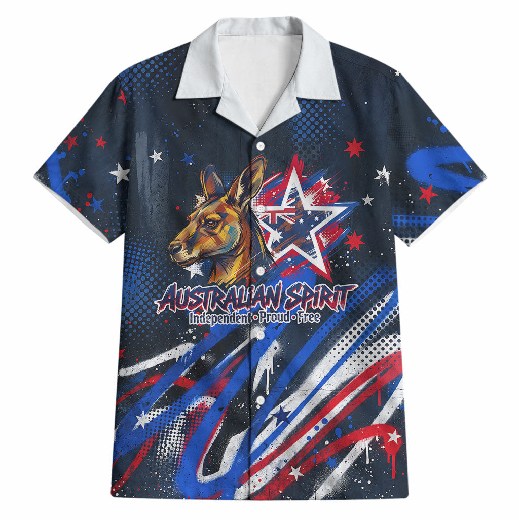 Australian National Flag Day Hawaiian Shirt Kangaroo Mascot and Country Map