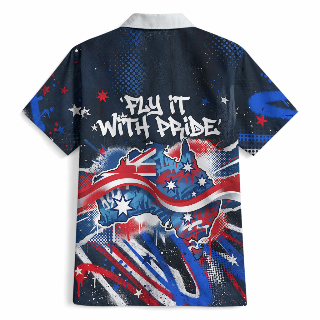 Australian National Flag Day Hawaiian Shirt Kangaroo Mascot and Country Map