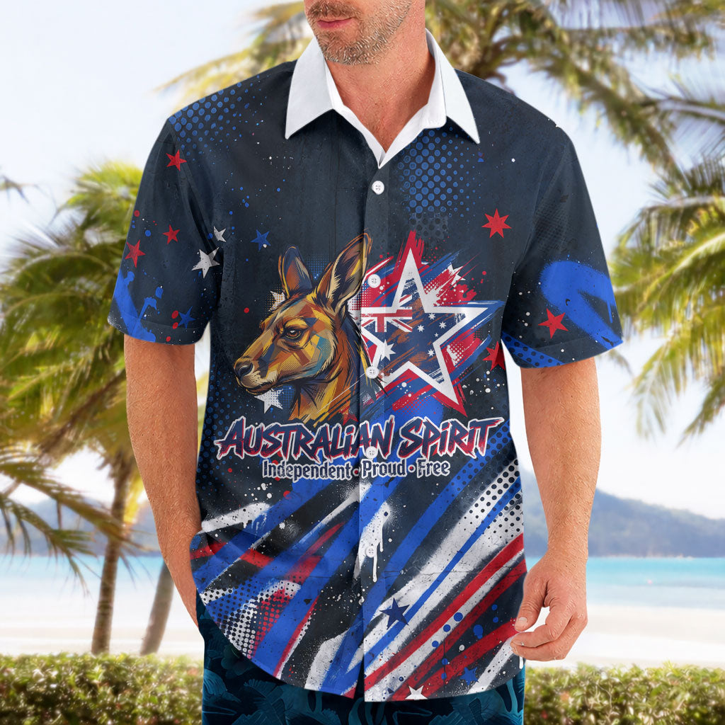 Australian National Flag Day Hawaiian Shirt Kangaroo Mascot and Country Map