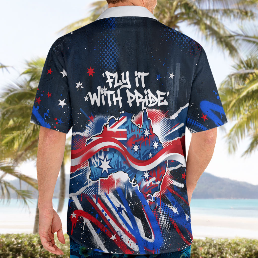 Australian National Flag Day Hawaiian Shirt Kangaroo Mascot and Country Map