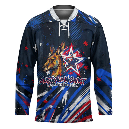 Australian National Flag Day Hockey Jersey Kangaroo Mascot and Country Map