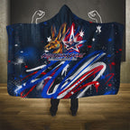 Australian National Flag Day Hooded Blanket Kangaroo Mascot and Country Map