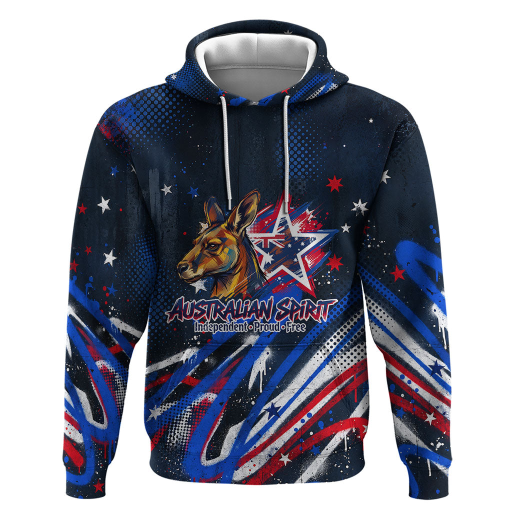 Australian National Flag Day Hoodie Kangaroo Mascot and Country Map