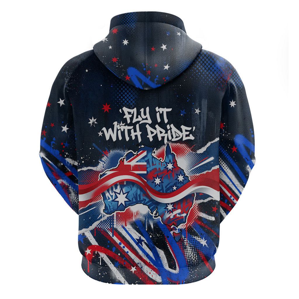 Australian National Flag Day Hoodie Kangaroo Mascot and Country Map