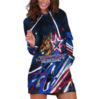 Australian National Flag Day Hoodie Dress Kangaroo Mascot and Country Map
