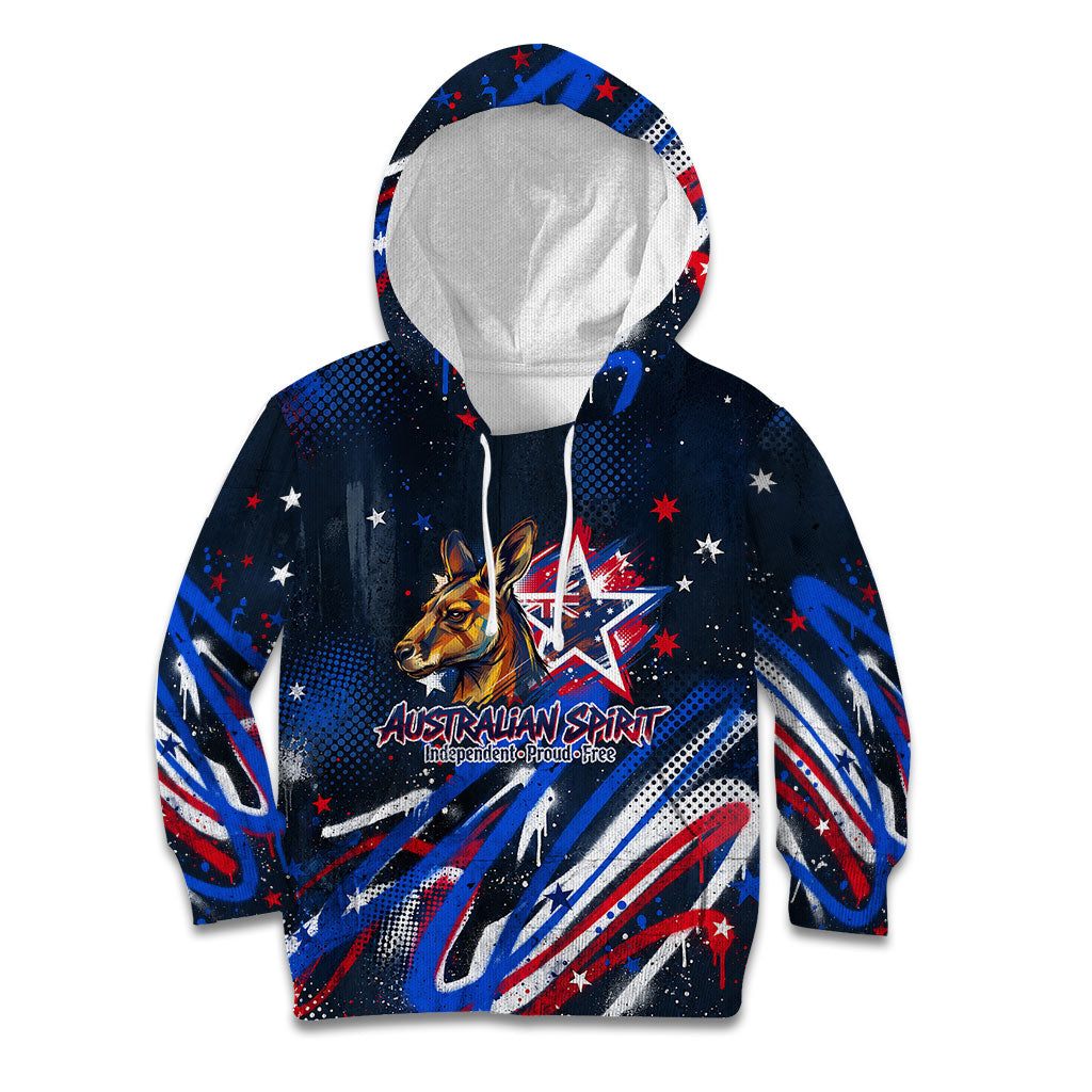 Australian National Flag Day Kid Hoodie Kangaroo Mascot and Country Map