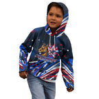 Australian National Flag Day Kid Hoodie Kangaroo Mascot and Country Map