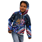 Australian National Flag Day Kid Hoodie Kangaroo Mascot and Country Map