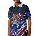 Australian National Flag Day Kid Polo Shirt Kangaroo Mascot and Country Map