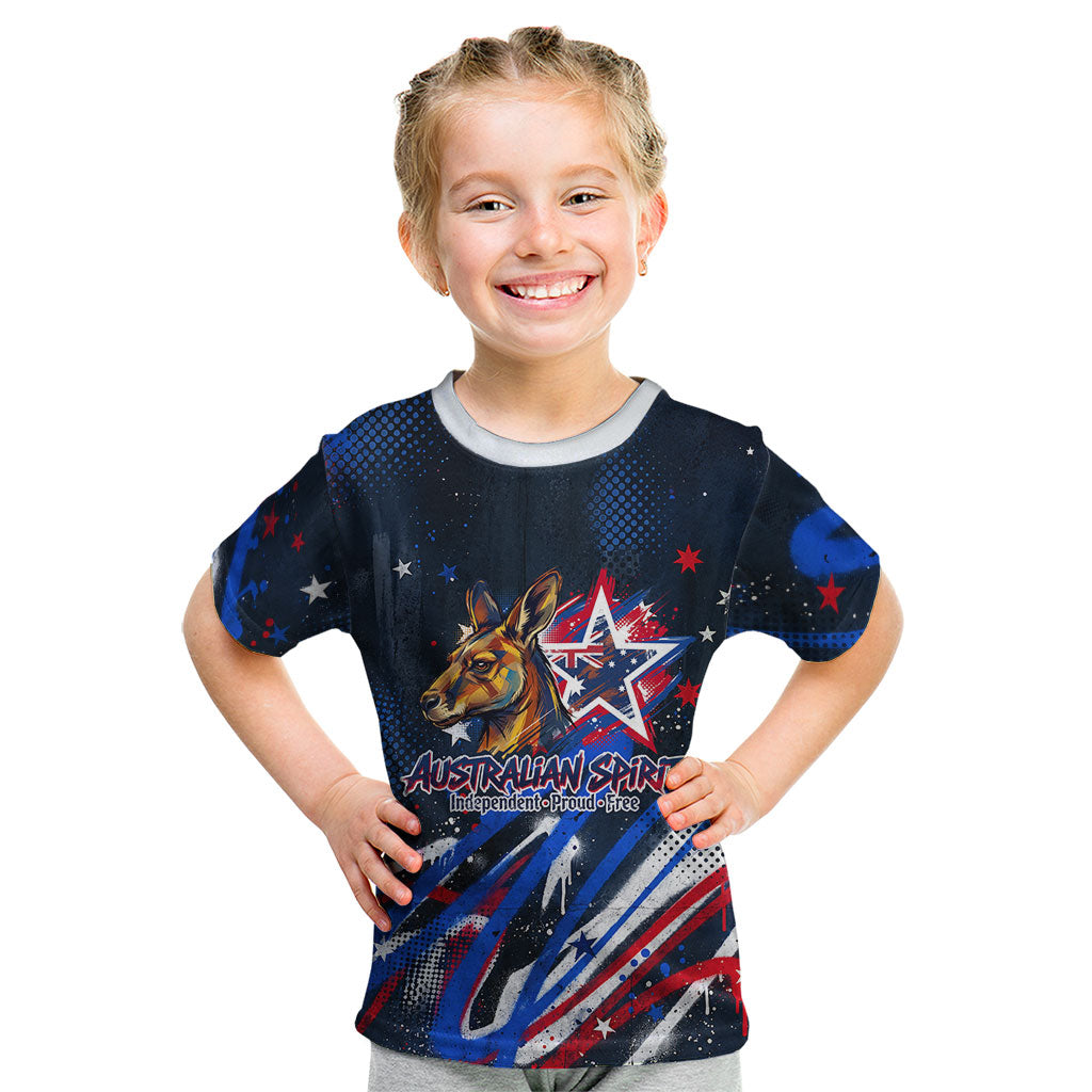 Australian National Flag Day Kid T Shirt Kangaroo Mascot and Country Map
