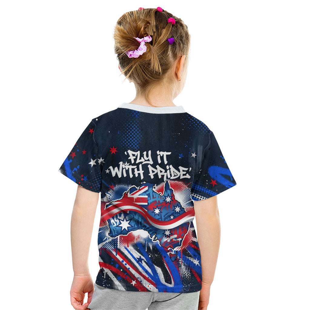 Australian National Flag Day Kid T Shirt Kangaroo Mascot and Country Map