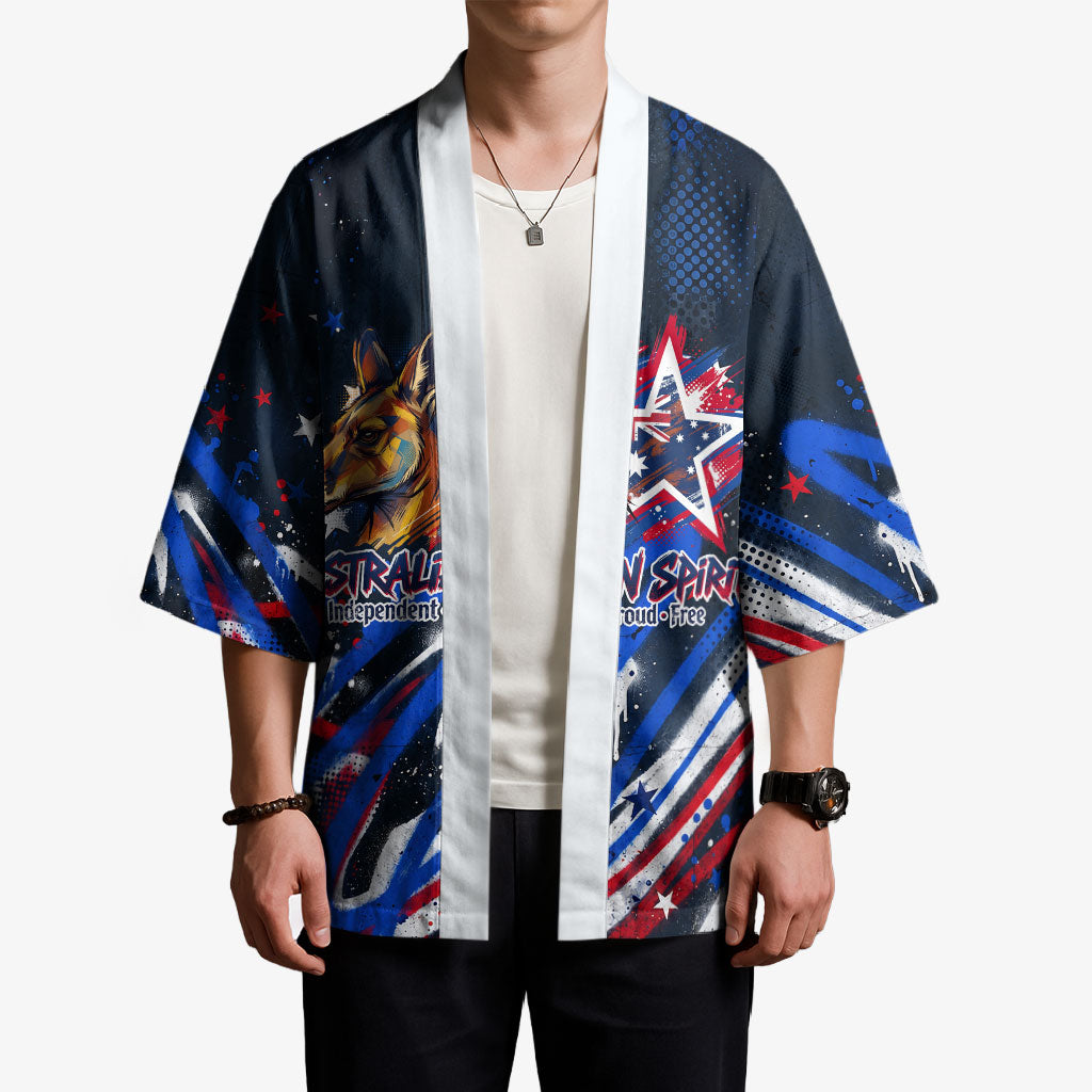 Australian National Flag Day Kimono Kangaroo Mascot and Country Map