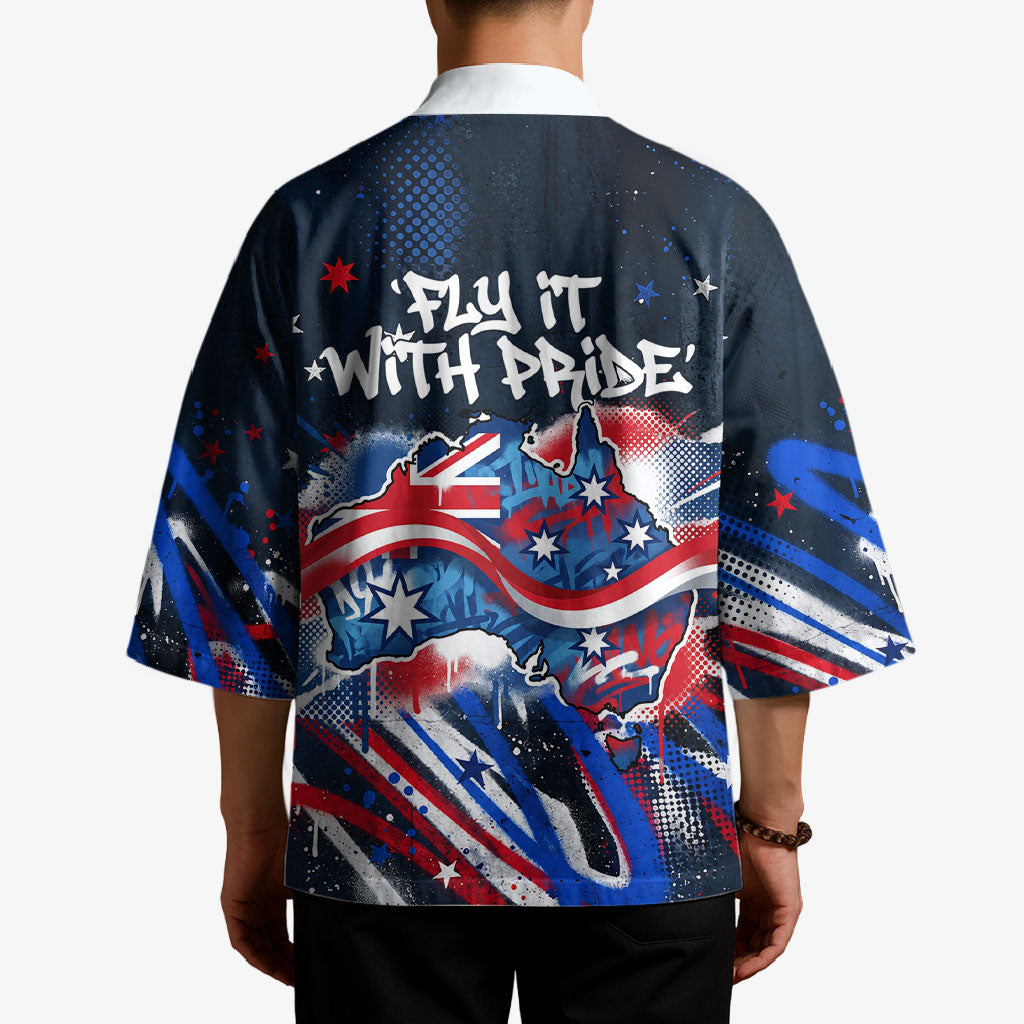Australian National Flag Day Kimono Kangaroo Mascot and Country Map