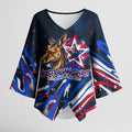 Australian National Flag Day Kimono Sleeve Blouse Kangaroo Mascot and Country Map