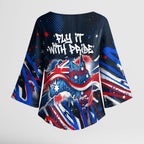 Australian National Flag Day Kimono Sleeve Blouse Kangaroo Mascot and Country Map
