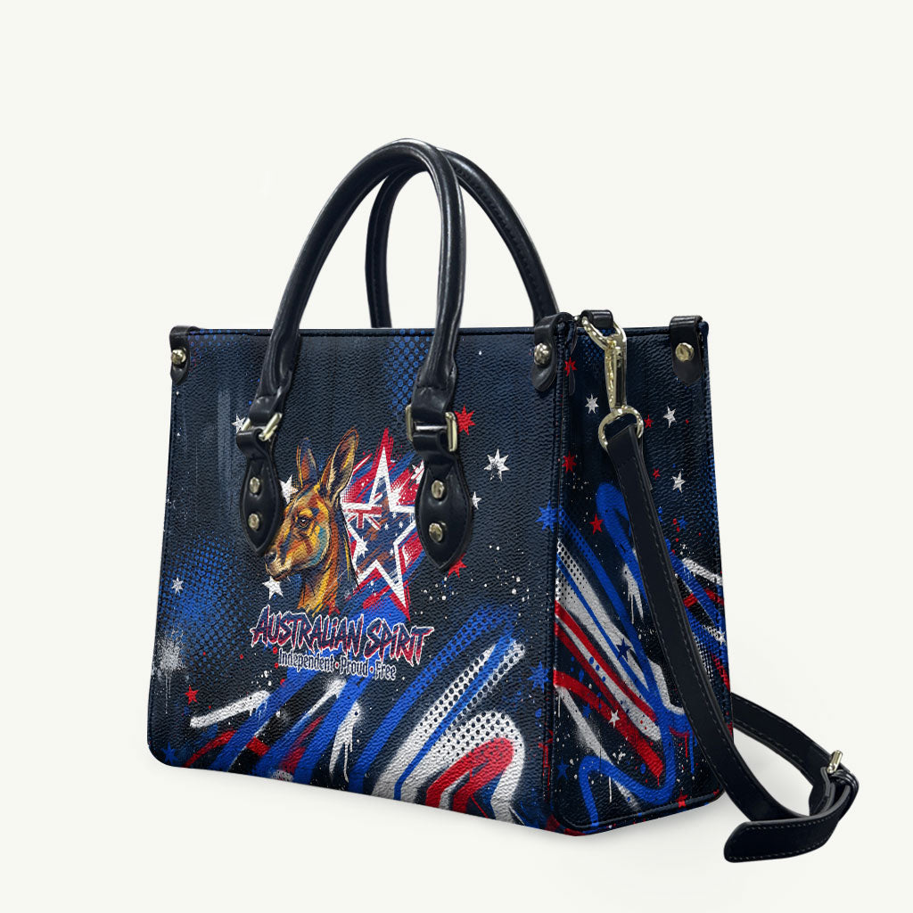 Australian National Flag Day Leather Bag Kangaroo Mascot and Country Map