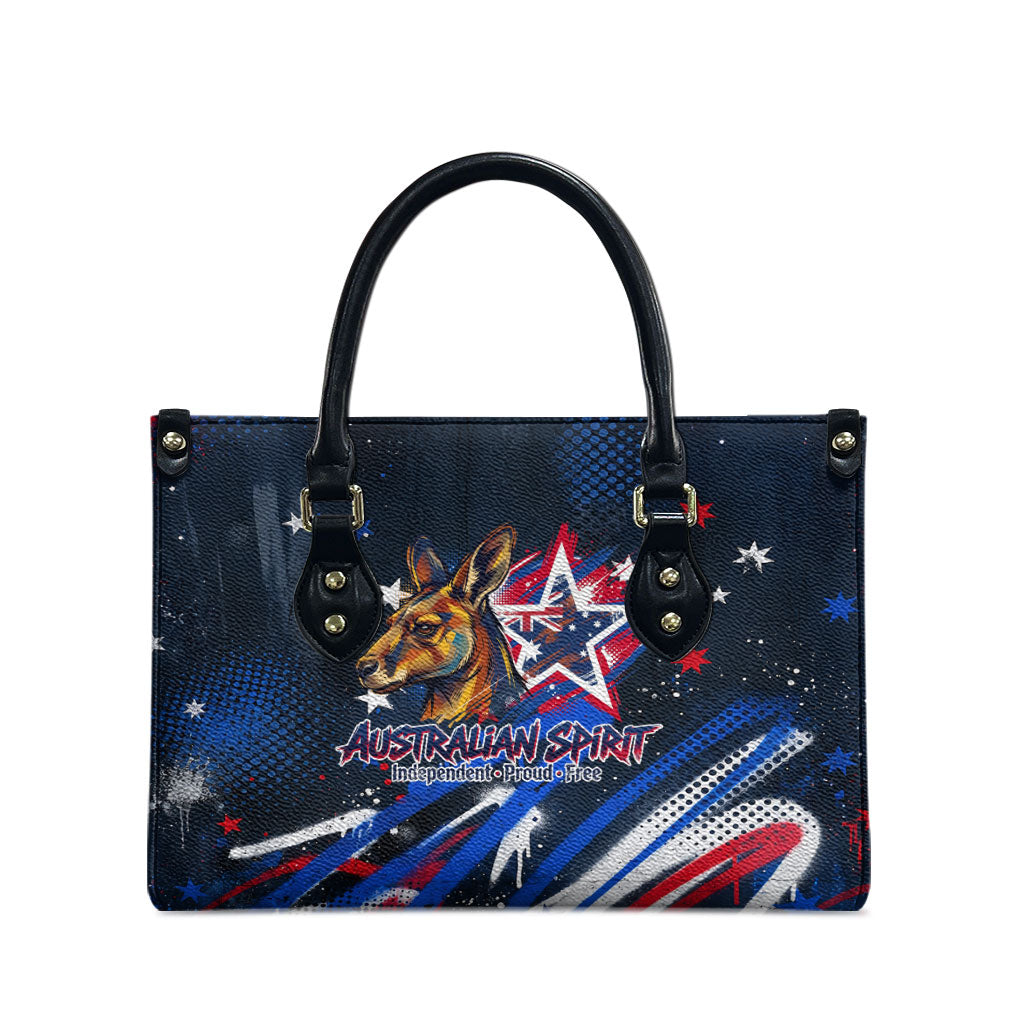 Australian National Flag Day Leather Bag Kangaroo Mascot and Country Map
