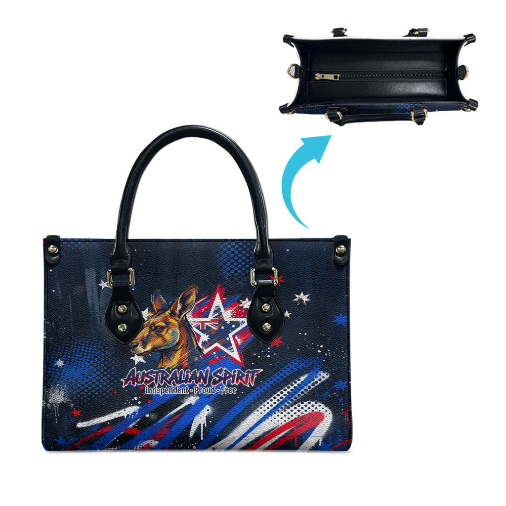 Australian National Flag Day Leather Bag Kangaroo Mascot and Country Map