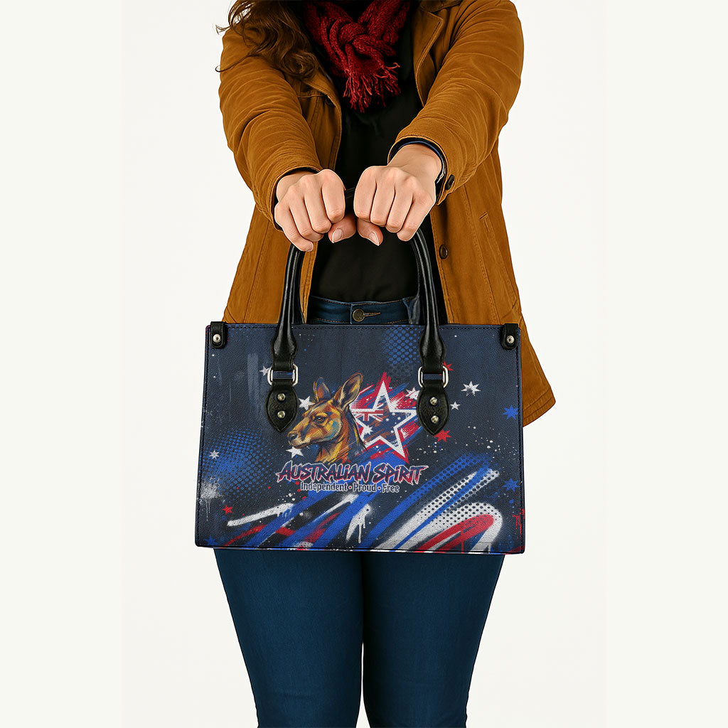 Australian National Flag Day Leather Bag Kangaroo Mascot and Country Map