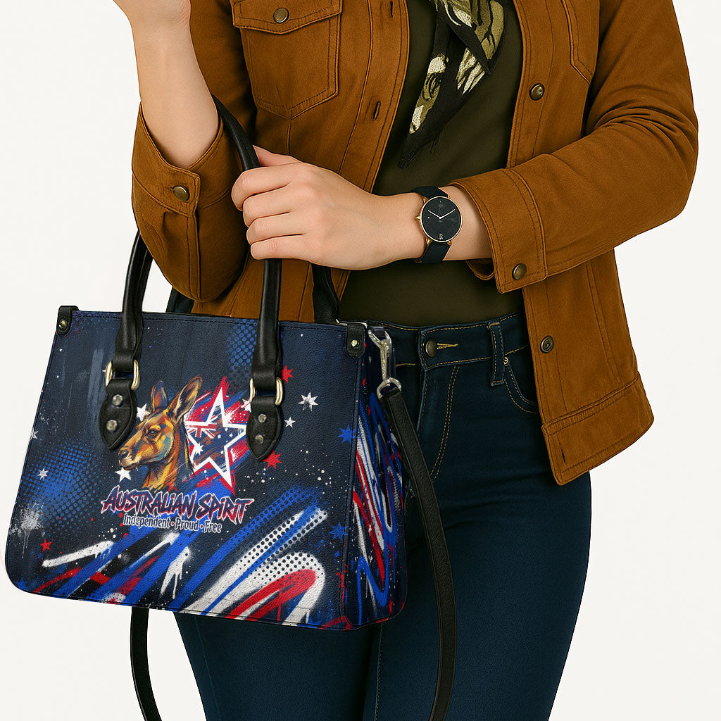Australian National Flag Day Leather Bag Kangaroo Mascot and Country Map