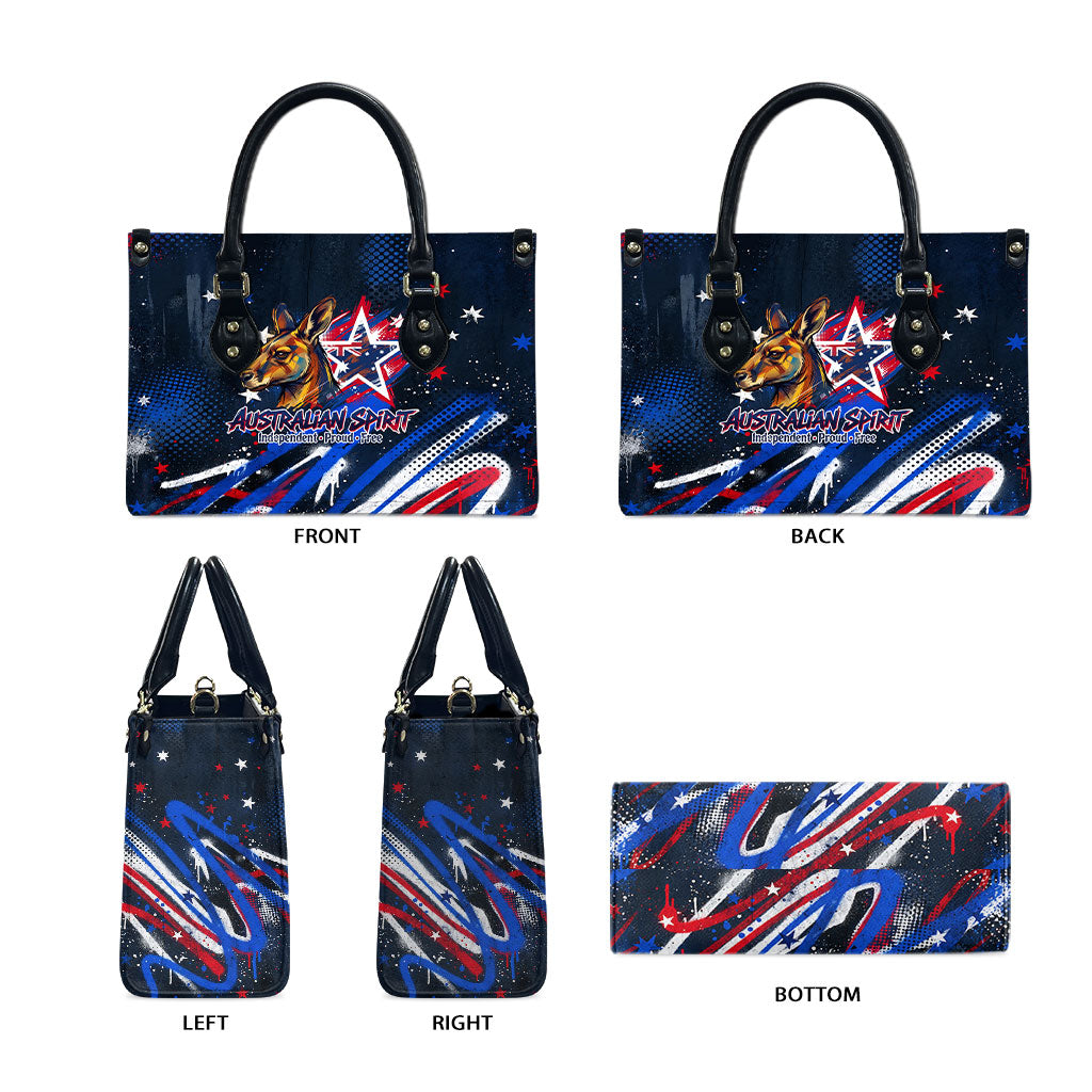 Australian National Flag Day Leather Bag Kangaroo Mascot and Country Map