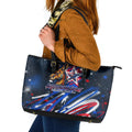 Australian National Flag Day Leather Tote Bag Kangaroo Mascot and Country Map