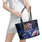 Australian National Flag Day Leather Tote Bag Kangaroo Mascot and Country Map