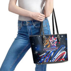 Australian National Flag Day Leather Tote Bag Kangaroo Mascot and Country Map