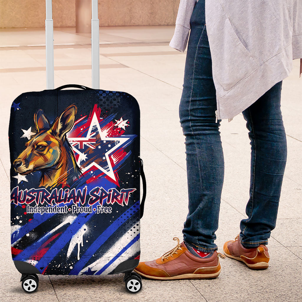 Australian National Flag Day Luggage Cover Kangaroo Mascot and Country Map