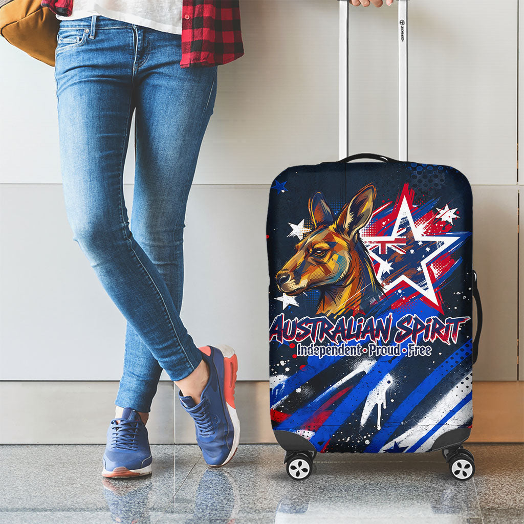 Australian National Flag Day Luggage Cover Kangaroo Mascot and Country Map