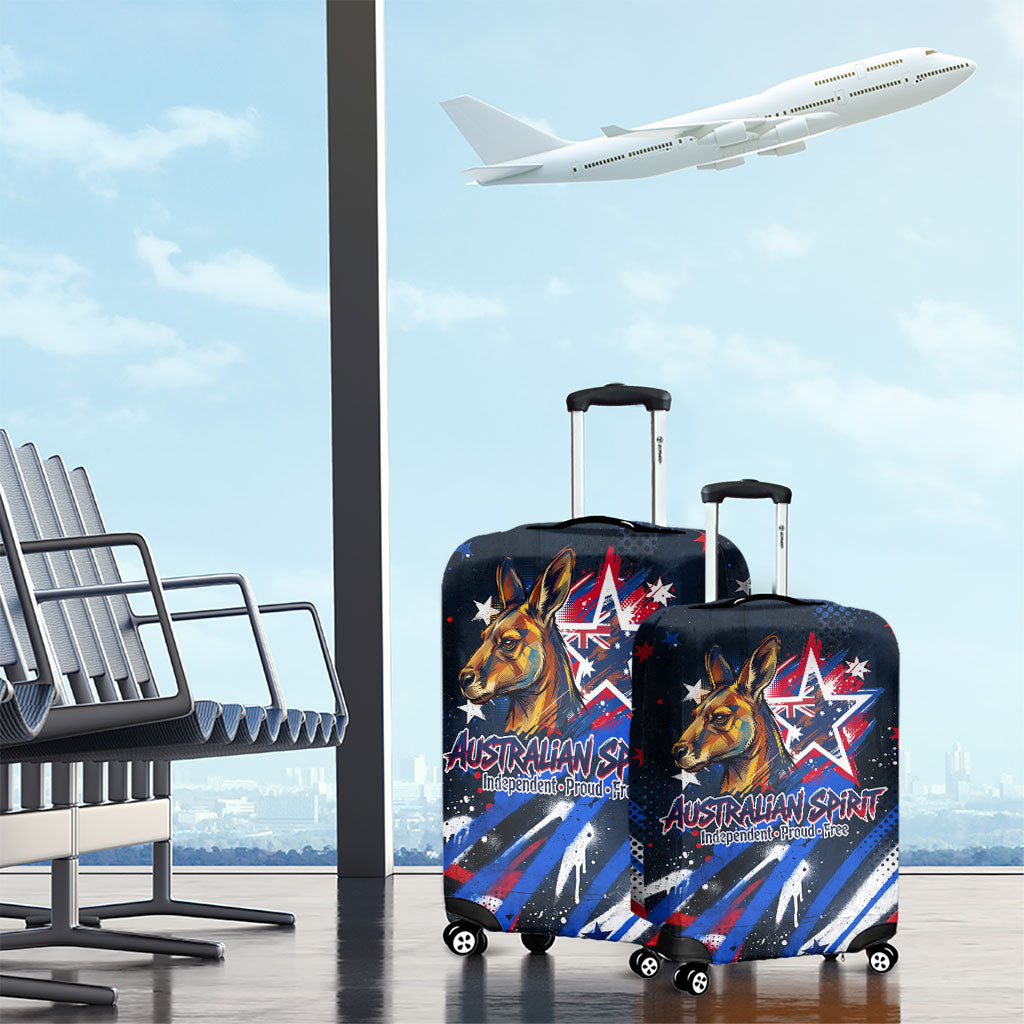 Australian National Flag Day Luggage Cover Kangaroo Mascot and Country Map