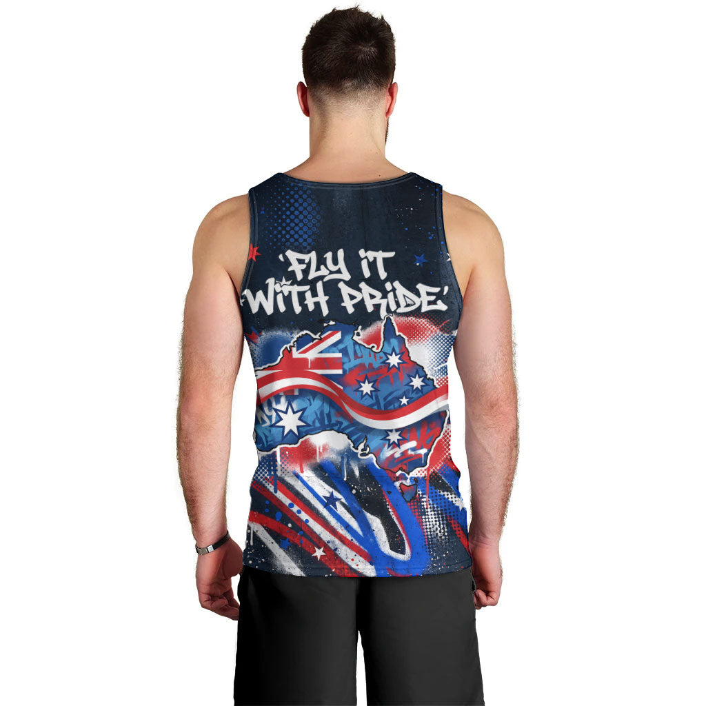 Australian National Flag Day Men Tank Top Kangaroo Mascot and Country Map