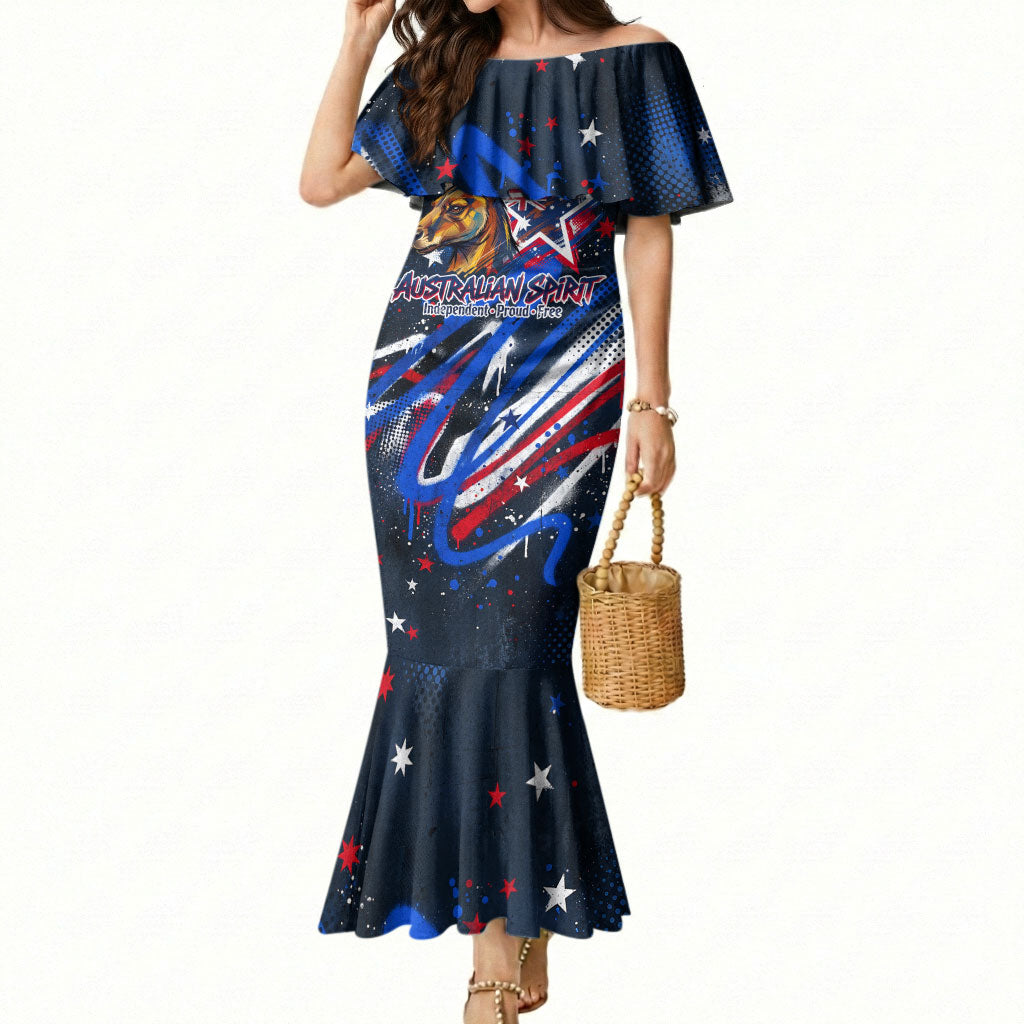 Australian National Flag Day Mermaid Dress Kangaroo Mascot and Country Map