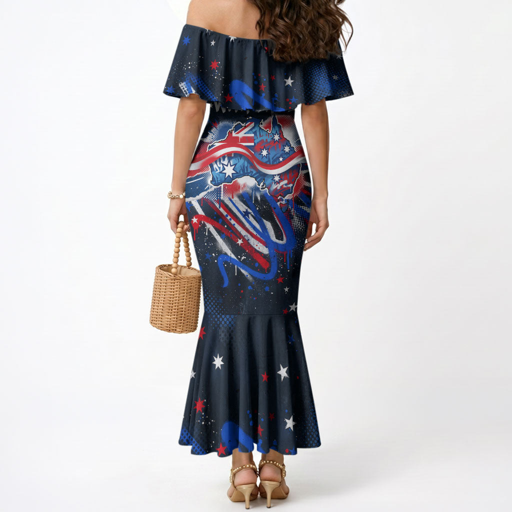 Australian National Flag Day Mermaid Dress Kangaroo Mascot and Country Map