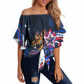 Australian National Flag Day Off Shoulder Wrap Waist Top Kangaroo Mascot and Country Map
