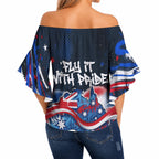 Australian National Flag Day Off Shoulder Wrap Waist Top Kangaroo Mascot and Country Map